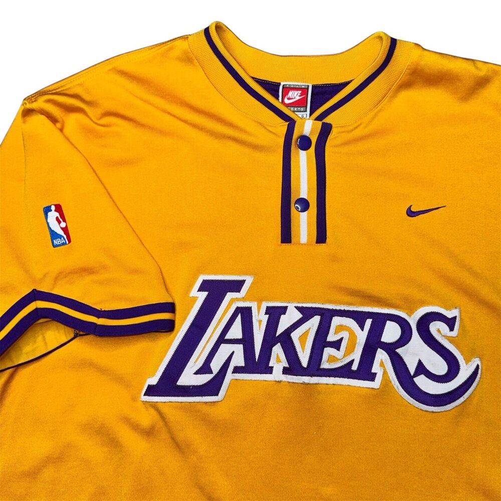 Vintage 90s Nike Los Angeles Lakers Shooting Shirt Jersey Embroidered Sewn Large